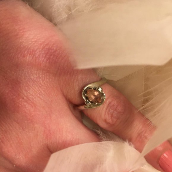 RARE vintage 10k white gold pink sapphire ring with diamonds - Picture 10 of 11